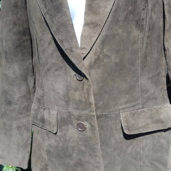 Lord and Taylor olive green suede '90s vintage jacket, small - Picture 3 of 6